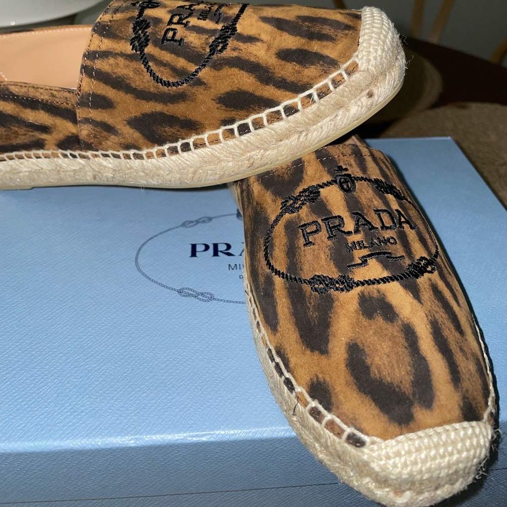 Prada espadrille flats leopard